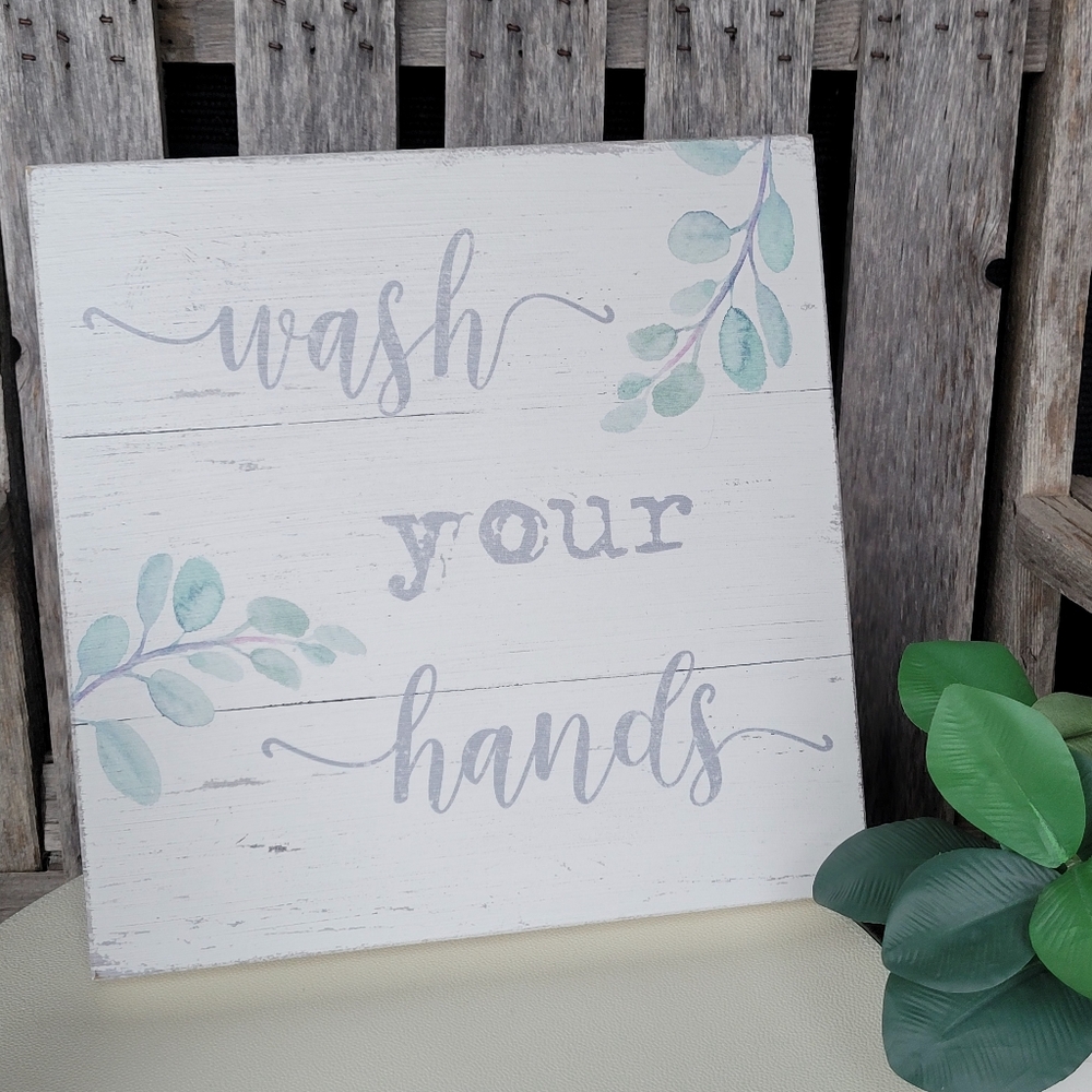 Chic 'Wash Your Hands' Wall Art by Sixtrees - Picture 4 of 7